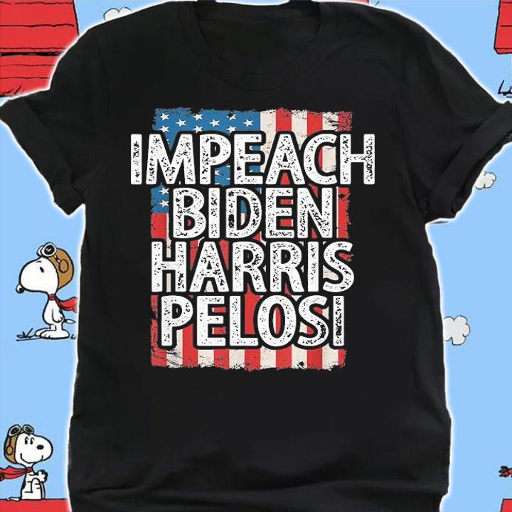 Impeach Biden Harris Pelosi Biden Harris USA Flag T-Shirt t-shirt