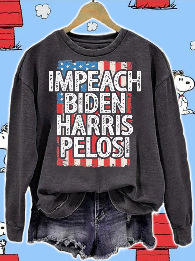Impeach Biden Harris Pelosi Biden Harris USA Flag T-Shirt t-shirt