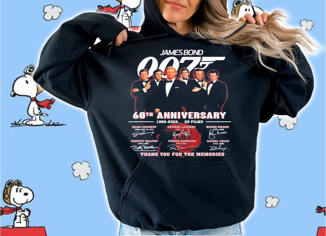 James Bond 007 60th Anniversary Thank You For The Memories Signatures T-Shirt t-shirt