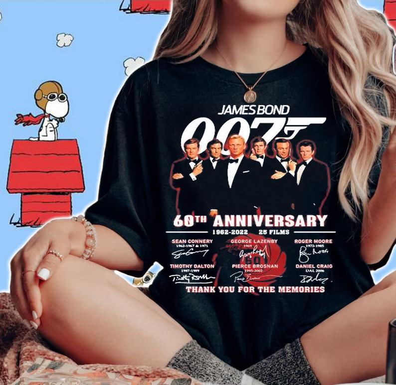James Bond 007 60th Anniversary Thank You For The Memories Signatures T-Shirt t-shirt