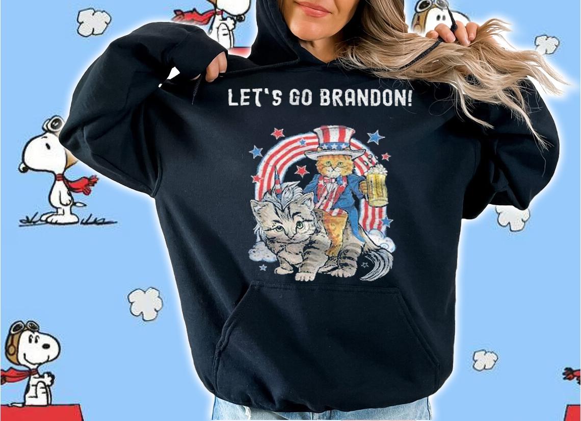 Let's Go Brandon Cats Funny USA Flag T-Shirt t-shirt hoodie