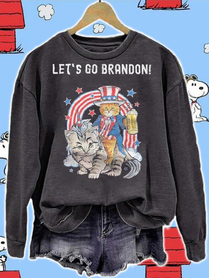 Let's Go Brandon Cats Funny USA Flag T-Shirt t-shirt sweatshirt