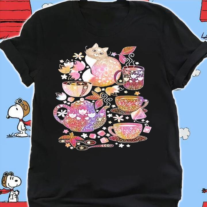 Tea with a coffee Cat T-shirt t-shirt