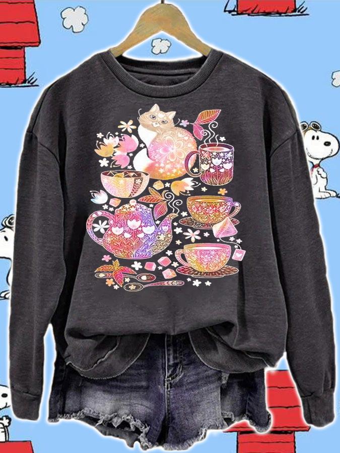 Tea with a coffee Cat T-shirt t-shirt