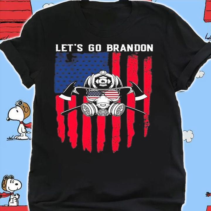 Let's Go Brandon Chant Gas Mask Sunglasses US Flag Biden T-Shirt t-shirt