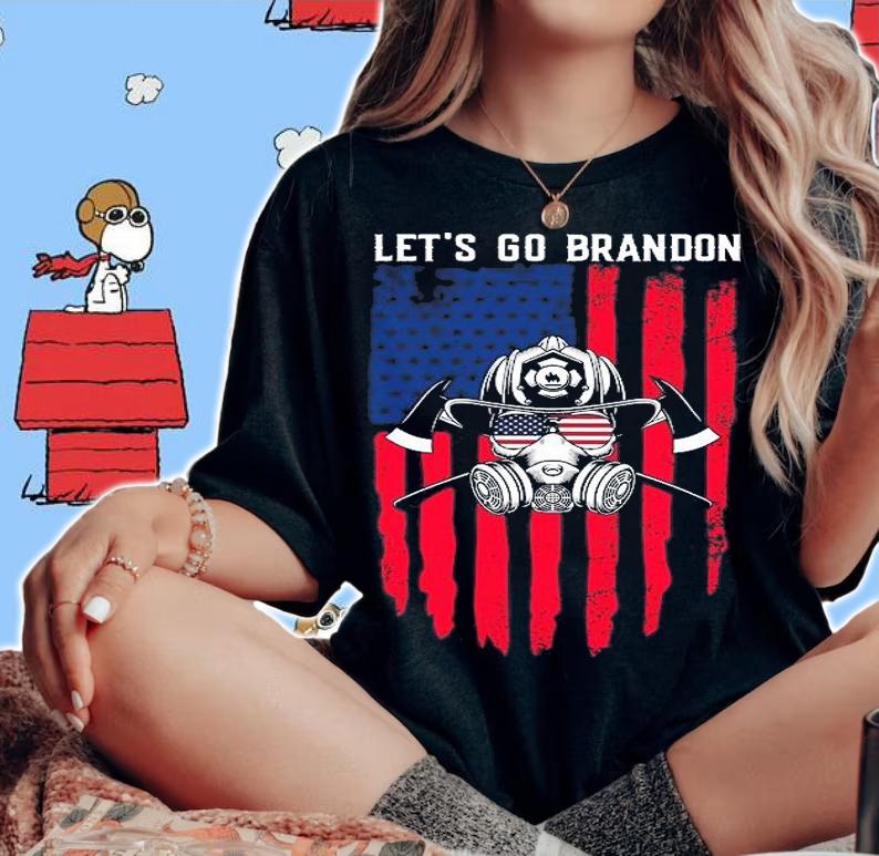 Let's Go Brandon Chant Gas Mask Sunglasses US Flag Biden T-Shirt t-shirt