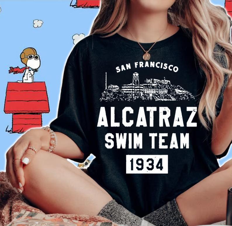 San Francisco Alcatraz Swim Team T-Shirt t-shirt woman shirt