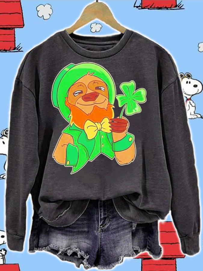 St Patrick's Day Girls Funny Sloth Leprechaun Shamrock T-Shirt t-shirt sweatshirt