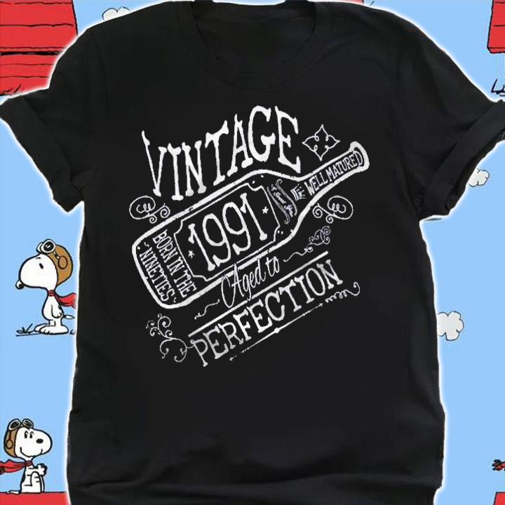 Cute Wine 30Th Birthday Gift For Her 1991 Aged To Perfection Shirt t-shirt