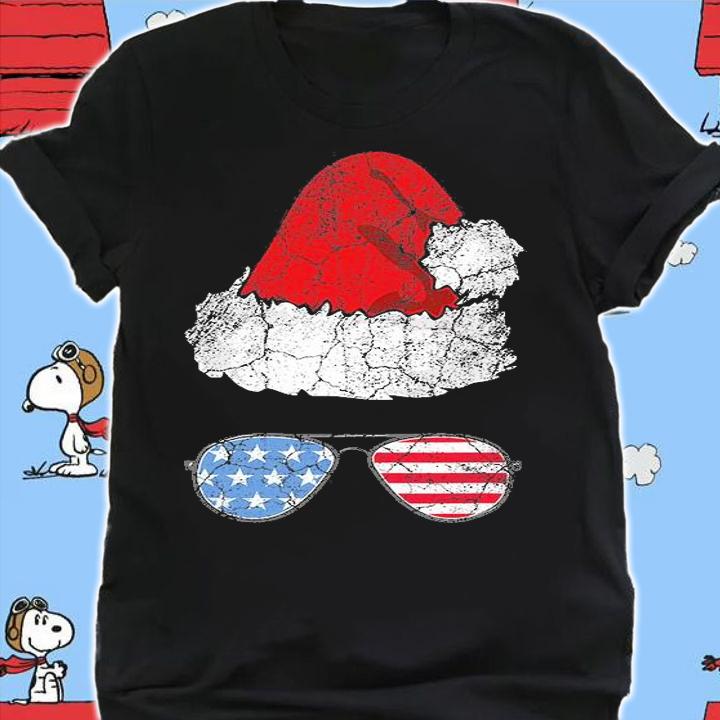 Funny Joe Biden Christmas Santa Hat Glasses President 2021 T-Shirt t-shirt