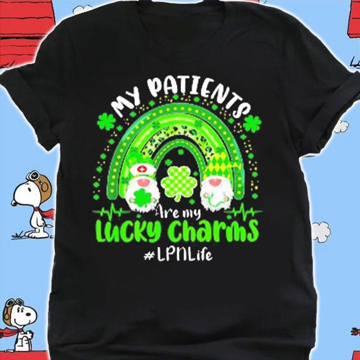 Gnome Patients Are My Lucky Charms LPN Life St Patrick's Day T-Shirt t-shirt