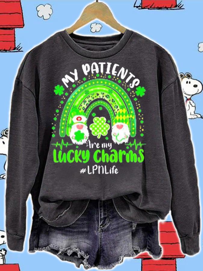 Gnome Patients Are My Lucky Charms LPN Life St Patrick's Day T-Shirt t-shirt