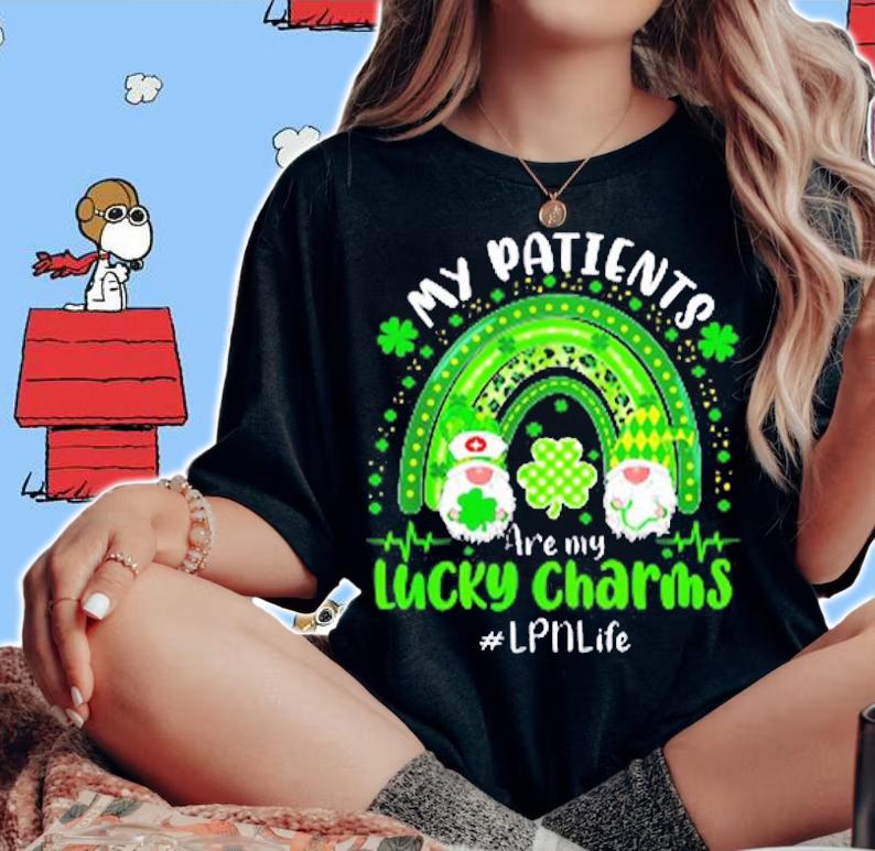 Gnome Patients Are My Lucky Charms LPN Life St Patrick's Day T-Shirt t-shirt