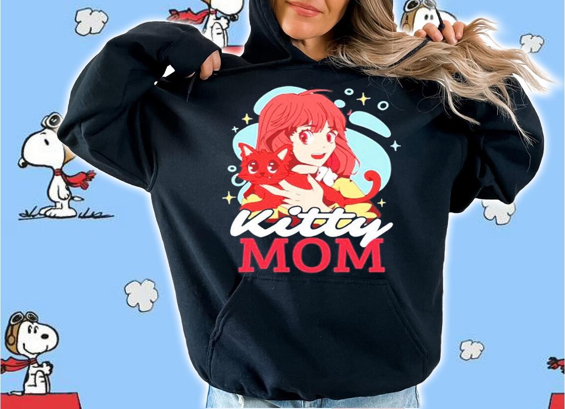 Kitty Mom With A Pet A Cat Anime T-Shirt t-shirt hoodie