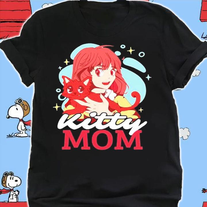 Kitty Mom With A Pet A Cat Anime T-Shirt t-shirt shirt