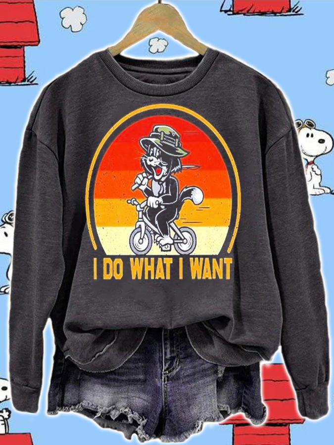 Retro Funny I Do What I Want Cat Kitty Lover T-Shirt t-shirt sweatshirt