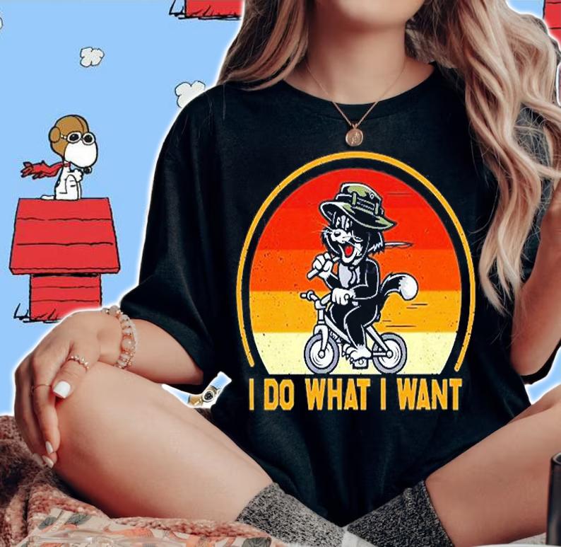 Retro Funny I Do What I Want Cat Kitty Lover T-Shirt t-shirt woman shirt