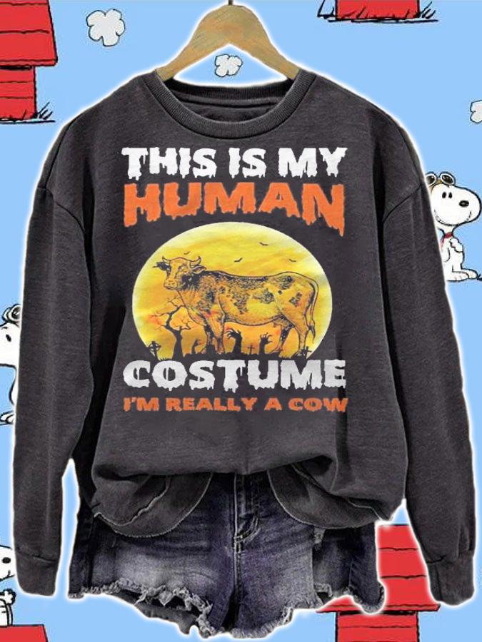 This Is My Human Costume Im Really A Cow Funny Halloween Shirt t-shirt sweatshirt