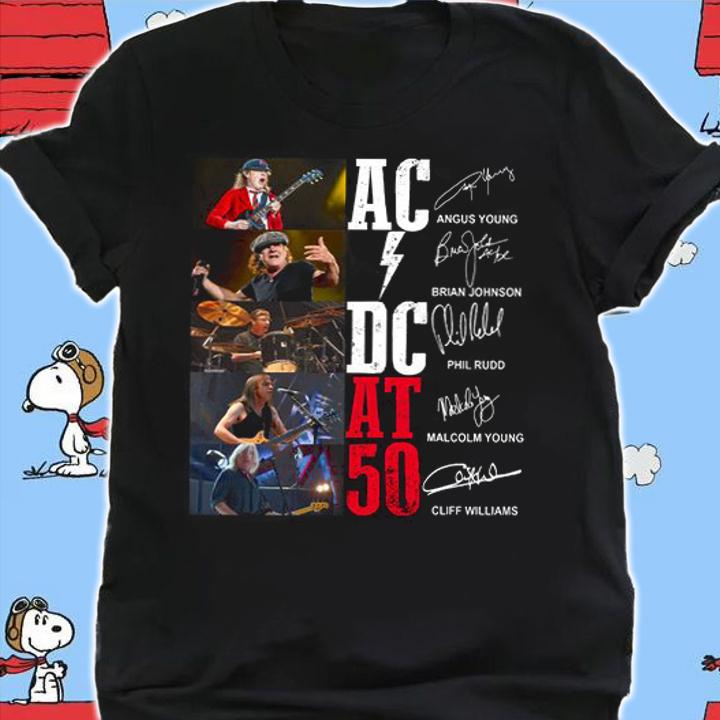 ACDC Band Member At 50 Signatures t-shirt