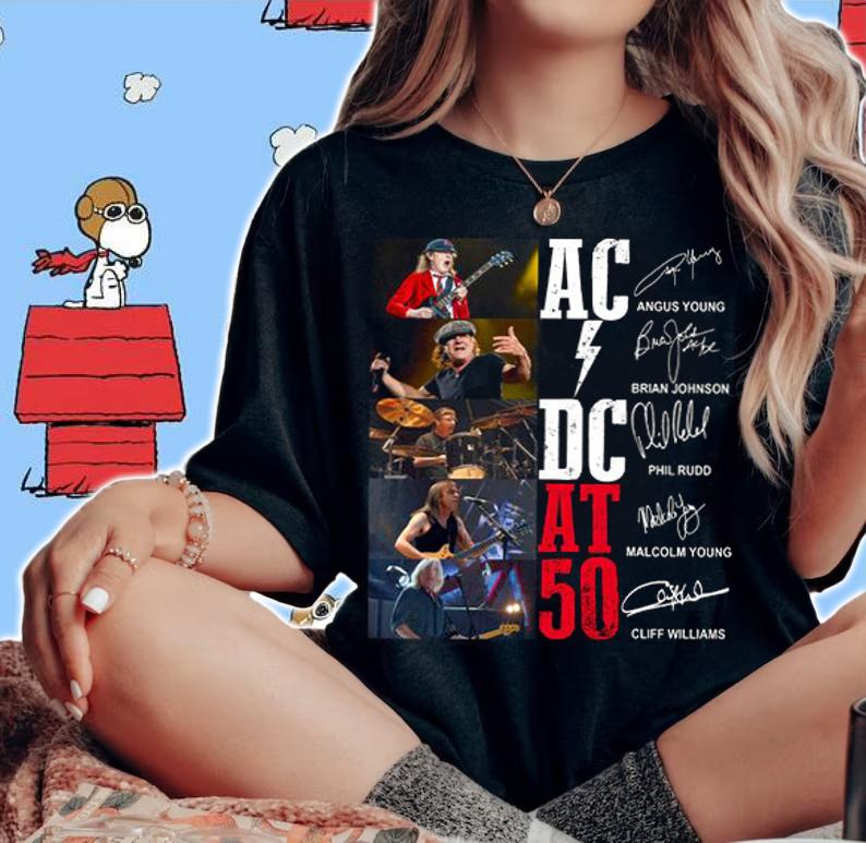 ACDC Band Member At 50 Signatures t-shirt