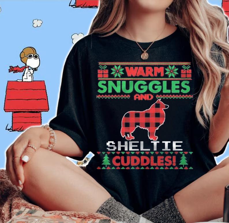 Sheltie Dog Christmas Pajama Shirt Ugly Christmas Sweater Shirt t-shirt woman shirt