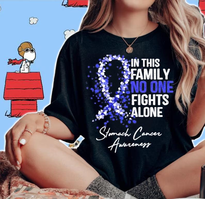 Stomach Cancer Awareness In This Family No One Fights Alone T-Shirt t-shirt