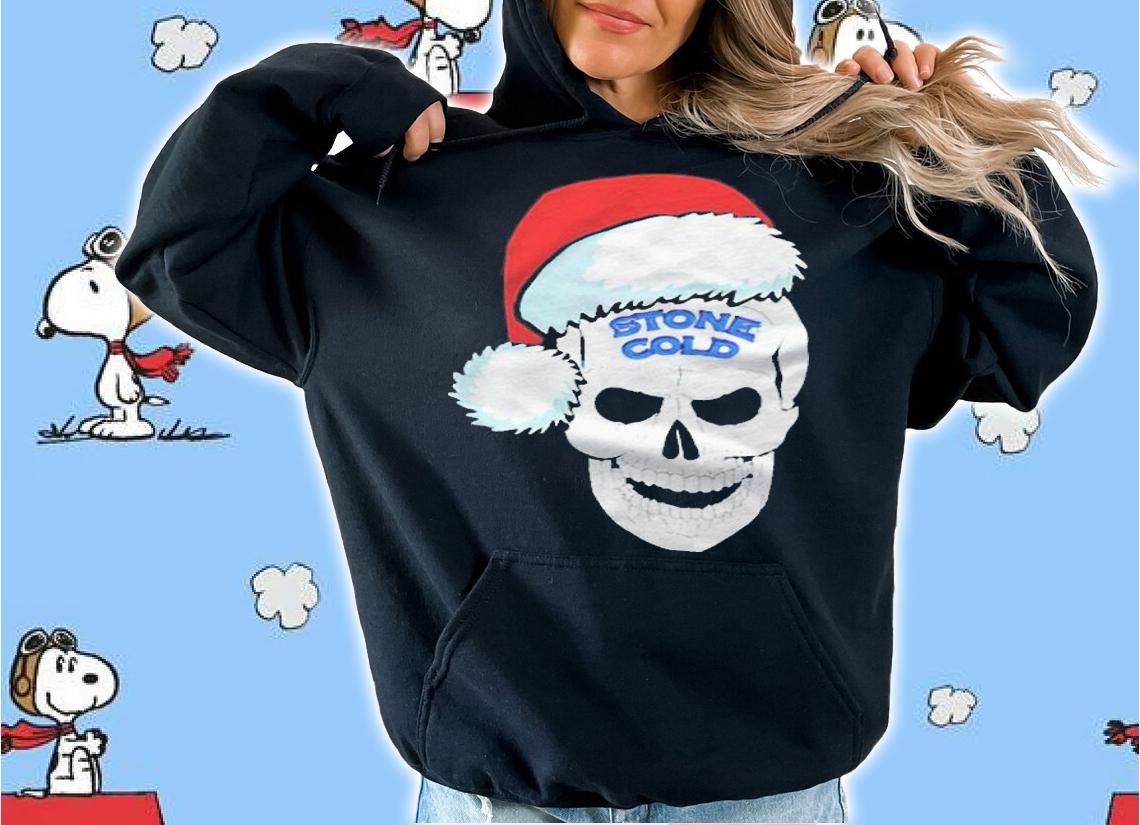 Stone Cold Steve Austin Santa hat skull T-shirt t-shirt