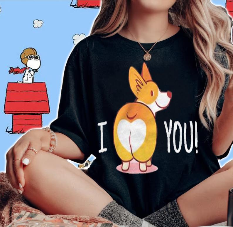 I love you cute smiling Welsh Corgi dog T-shirt t-shirt woman shirt