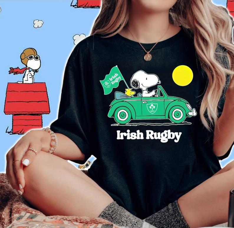 Irish Rugby Snoopy And Woodstock t-shirt woman shirt