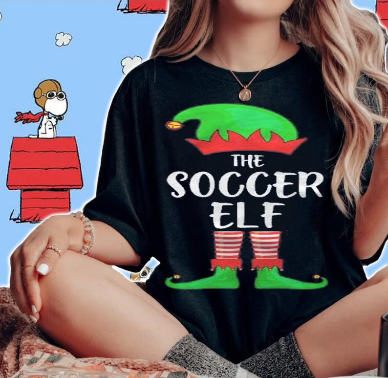 Soccer Elf Christmas Party Matching Pajama Shirt t-shirt woman shirt
