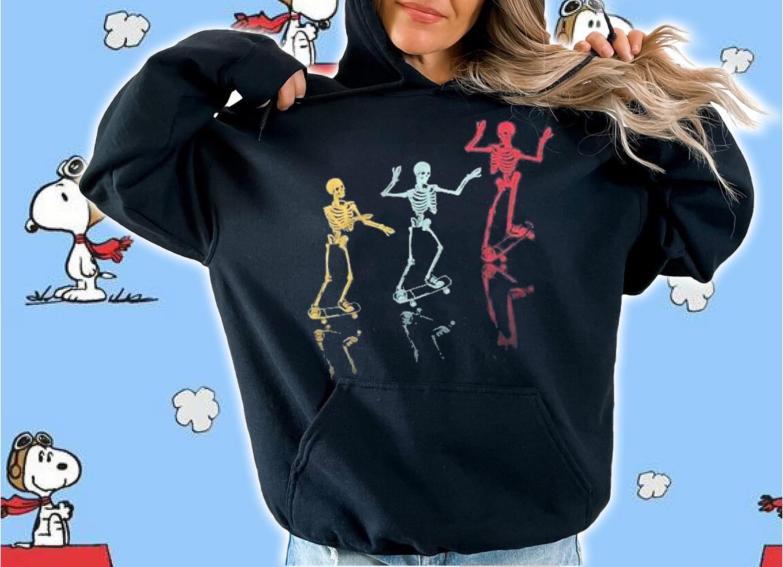 Funny Skeleton Skateboard Skateboarding Gift T-shirt hoodie