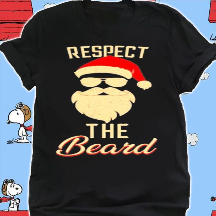 Respect The Beard Santa Glasses Funny Christmas Pajamas T-Shirt shirt
