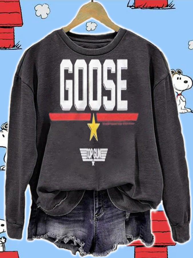 Top Gun Goose Line Text Logo Shirt