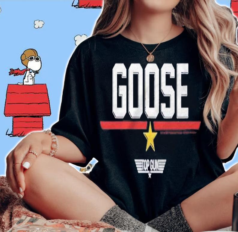 Top Gun Goose Line Text Logo Shirt