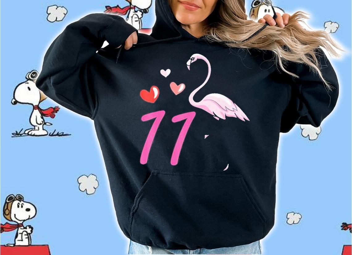 Eleven Rose Flamingo Shirt Cool Wader Celebration Gift T-Shirt hoodie