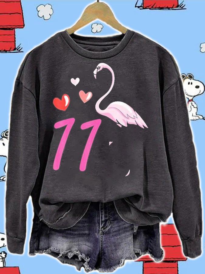 Eleven Rose Flamingo Shirt Cool Wader Celebration Gift T-Shirt sweatshirt