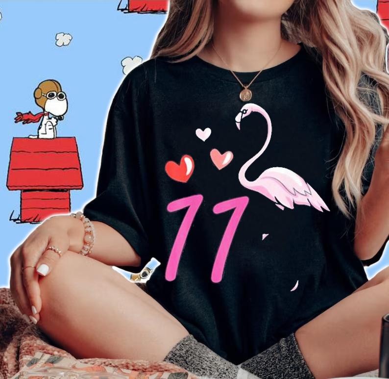 Eleven Rose Flamingo Shirt Cool Wader Celebration Gift T-Shirt woman shirt
