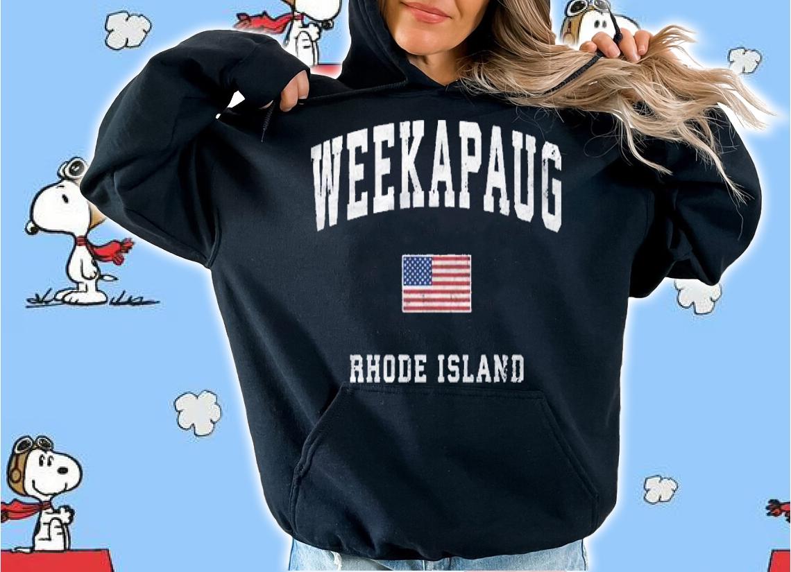 Weekapaug Rhode Island Ri Vintage American Flag Sports Shirt