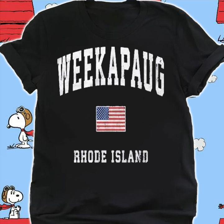 Weekapaug Rhode Island Ri Vintage American Flag Sports Shirt