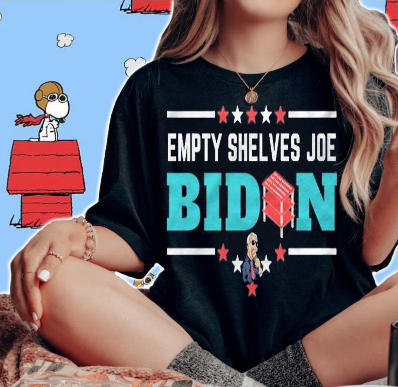 New Design empty Shelves Joe Biden Let's Go Brandon Eat Cream T-Shirt woman shirt