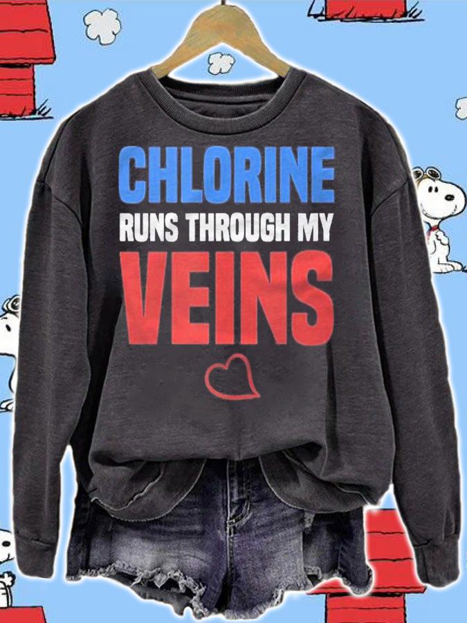 Chlorine Runs Through My Veins Pool Attendant Shirt