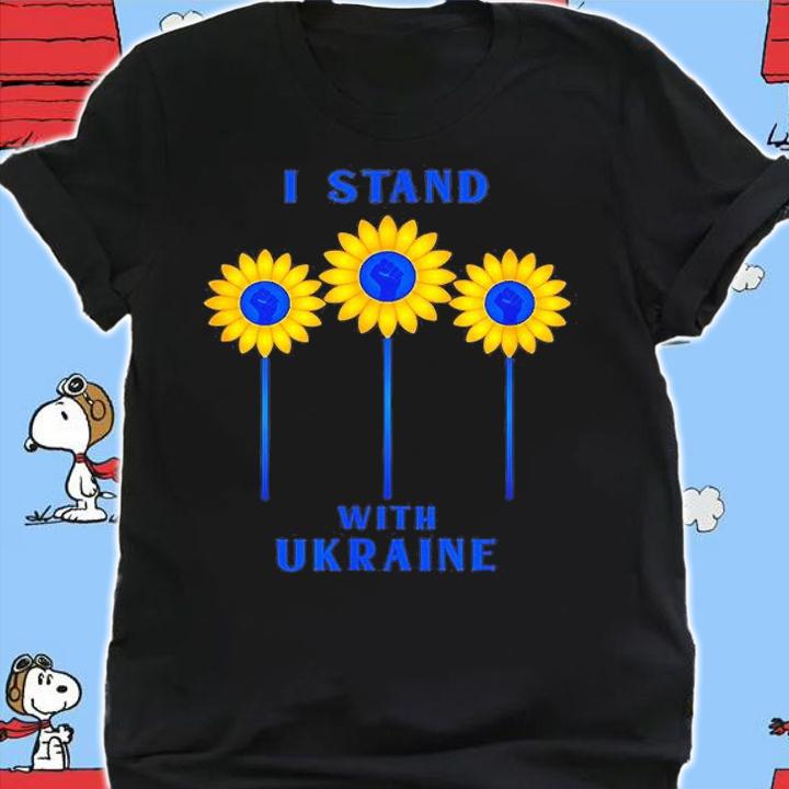 I Stand With Ukraine Sunflower Raised Fist Love Ukraine T-Shirt shirt
