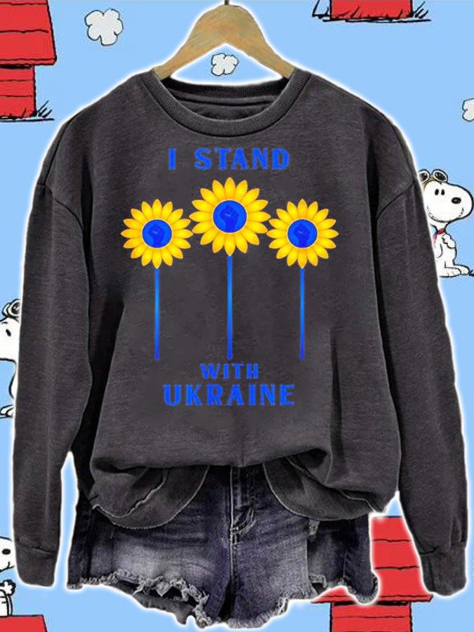 I Stand With Ukraine Sunflower Raised Fist Love Ukraine T-Shirt sweatshirt