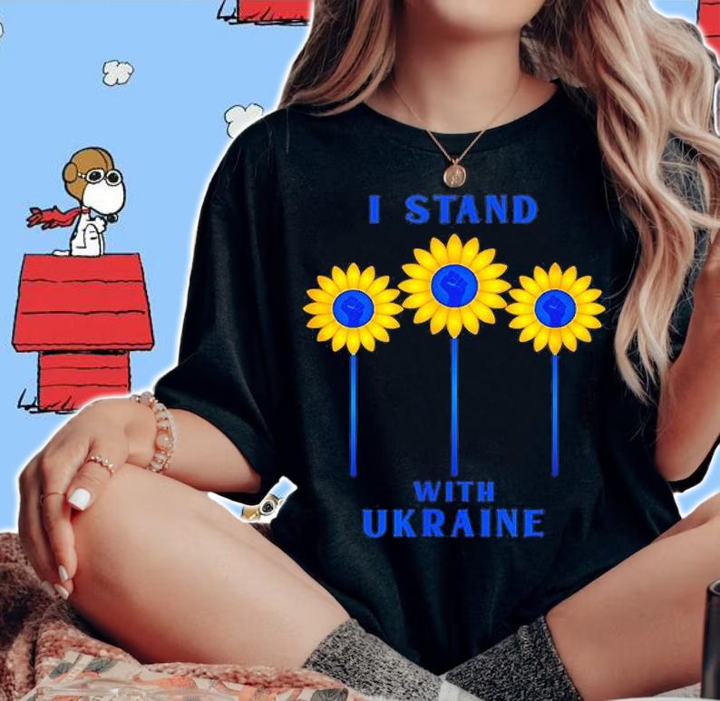I Stand With Ukraine Sunflower Raised Fist Love Ukraine T-Shirt woman shirt
