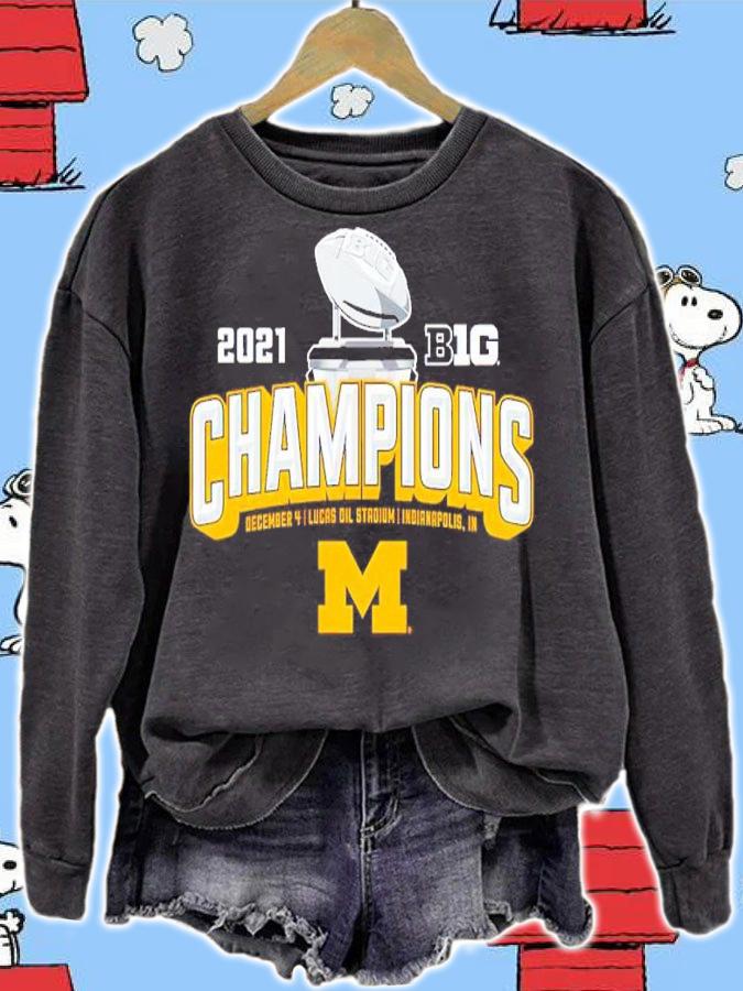 Michigan Wolverines Blue 84 Youth 2021 Big Ten Football Conference Champions Locker Room Shirt sweatshirt