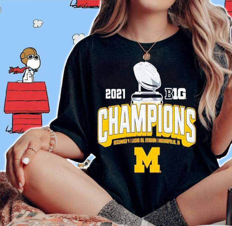 Michigan Wolverines Blue 84 Youth 2021 Big Ten Football Conference Champions Locker Room Shirt woman shirt