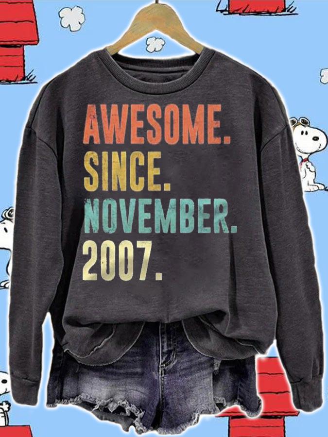 Vintage Awesome Since November 2007 14Th Birthday Pullover Shirt
