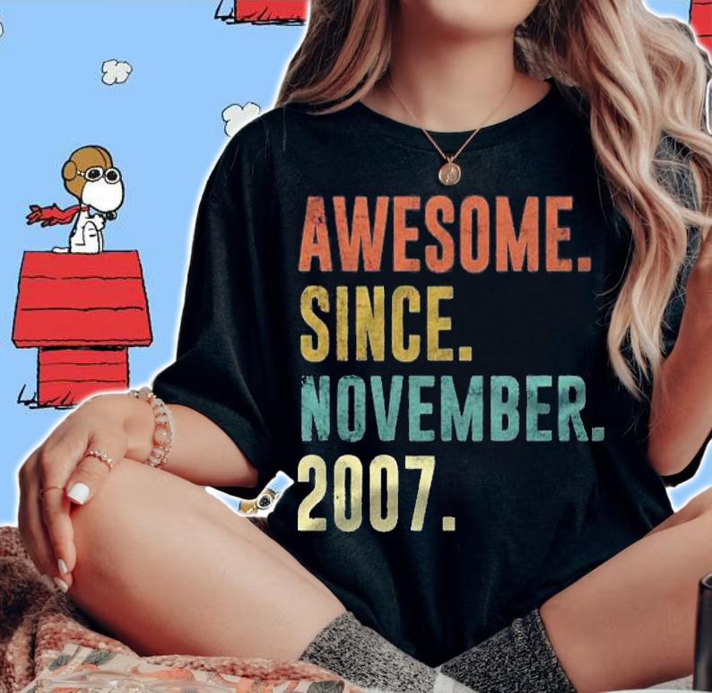 Vintage Awesome Since November 2007 14Th Birthday Pullover Shirt