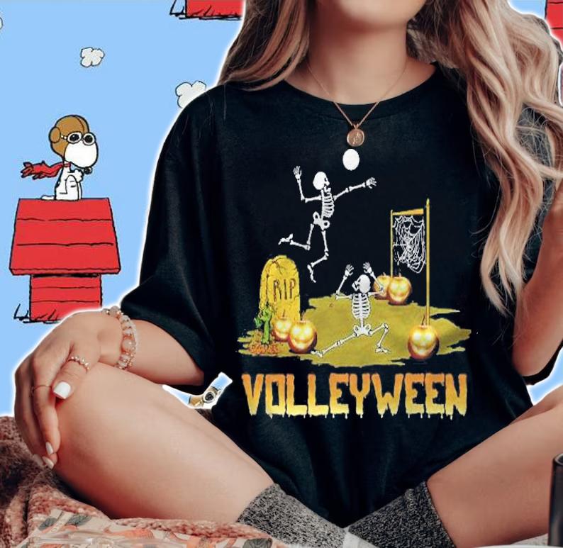 Volleyball Halloween Volleyween Skeleton Costume T-shirt woman shirt