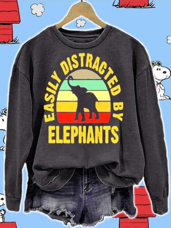 Funny Elephant Lover Easily Distracted By Elephants T-Shirt